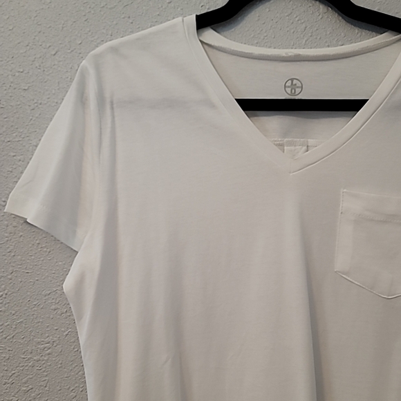 LO Brand White V Neck T-Shirt w Pocket Sz M - Picture 4 of 11